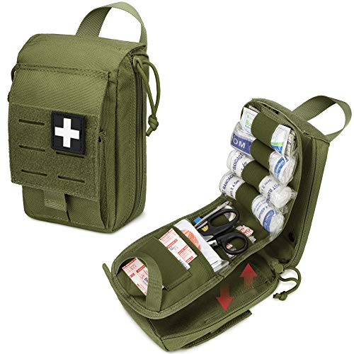 WYNEX Bolsa táctica de primeros auxilios, diseño cortado con láser, bolsa Molle EMT, bolsa de supervivencia IFAK, bolsa de supervivencia, organizadora médica de emergencia, incluye parche de cruz roja