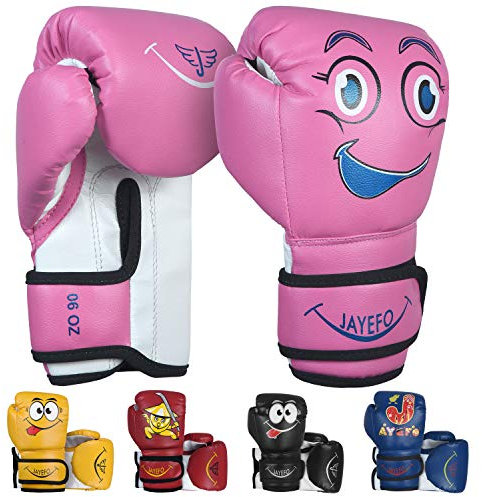 JAYEFO Kinder Boxhandschuhe - Trainings-MMA für Jungen und Mädchen, Boxsack-Kickboxen & Muay Thai Handschuhe, Kinder, Jugendspiele Spaß | 6 oz Pink
