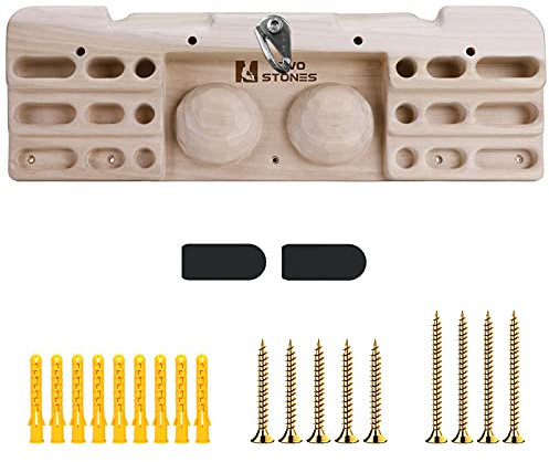 TWO STONES Hangboard Klettern Klimmzugstange zum Klettern, Griffbrett, Klettern, Trainingsbrett, großes Klettern, Hangboard mit Krügen, Slops, Taschen und Edgs