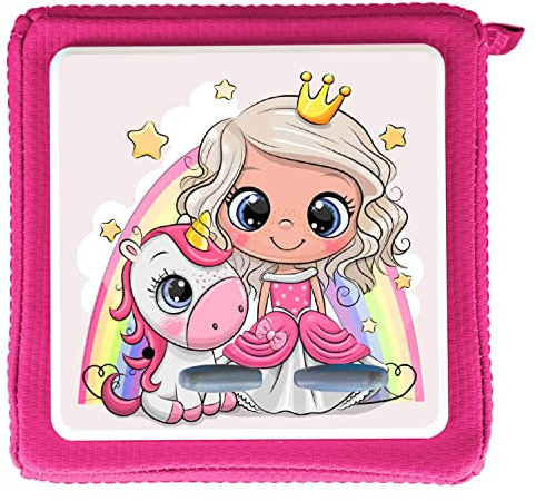 MeinBaby123® Schutzfolie kompatibel mit Toniebox | Schutzcover selbstklebend | Aufkleber passgenau I Folie Sticker | Premium Qualität | Prinzessin mit süßem Einhorn