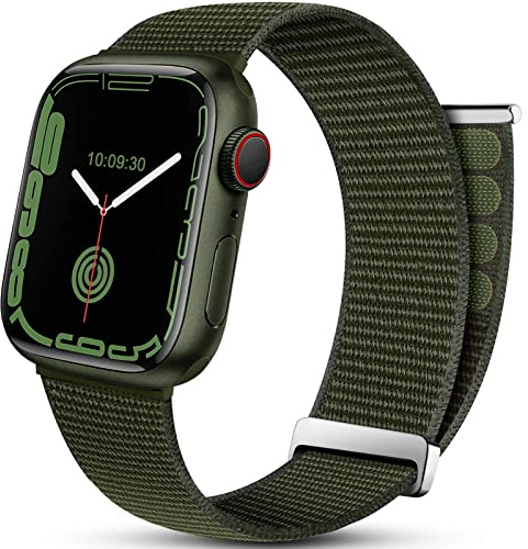 Mastten Sportloop-armband kompatibla med Apple iWatcharmband 41 mm 40 mm 38 mm, andningsbar nylon män kvinnor armband, justerbart elastiskt flätat ersättningsband för iWatch Series SE 7 6 5 4 3 2 1, grön