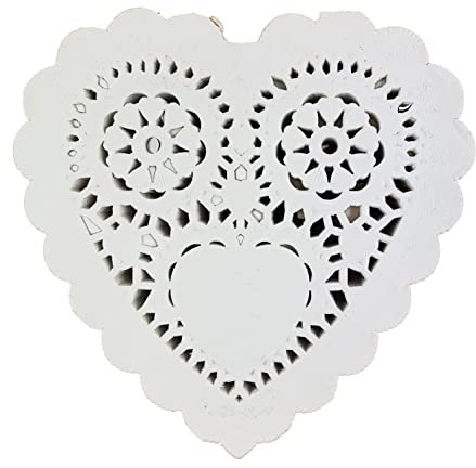 Heyiwell Centrini di carta in pizzo a forma di cuore bianco da 200 pezzi per decorazioni per feste di San Valentino da 5 pollici