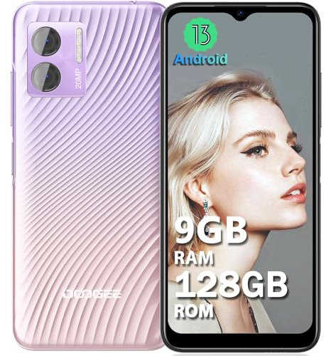 DOOGEE N50S [2024] Teléfono Móvil Libres 9GB RAM+128GB ROM(TF 1TB), 20MP AI Cámara, 6,52 Pulgadas HD+ Smartphone Android 13, 4200mAh Batería, 4G Dual SIM/Octa Core/OTG/GPS/Face ID