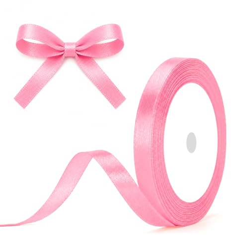 G2PLUS Cinta de Raso Rosa,Cinta para Regalos de 10mm x 22m | Ribbon para Envolver Regalos,Bodas,Costura Creativa y Decoraciones DIY