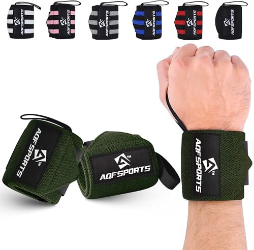 AQF 18” Wrist Wraps Supports for Weight Lifting - IPL USPA Approved Gym Fitness Wrist Straps - Heavy Duty Bodybuilding Training Fist Straps with Thumb Loop for Workout, Powerlifting, Men & Women