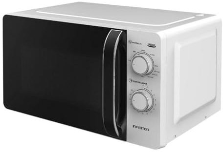 INFINITON Microondas MW-GW2090, 20 Litros, 800 W, Grill, Temporizador de 0 a 35 minutos, Apertura de puerta con tirador, Blanco