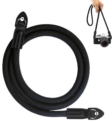 Nevoluxer Correa para Cámara Ajustable, Correa de Hombro con Hebilla Rápida, Clip de Seguridad para Cámaras Digitales/Mirrorless (Negro)