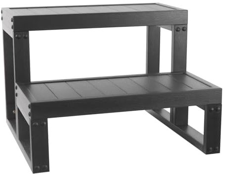 2 gradini per vasca idromassaggio, per vasca da bagno, antiscivolo, in WPC, struttura stabile, facile da montare per spa interna ed esterna (60 x 54 x 42 cm), colore nero
