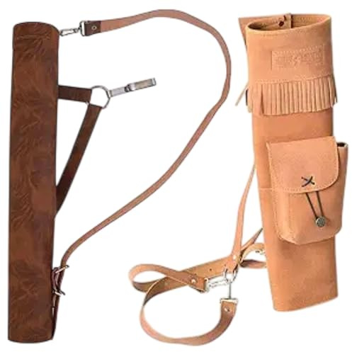2 Pack Archery Arrow Quiver Hip Tube Quiver Hunting Quiver with Long Adjustable Straps Hunting & Target Practicing-Adjustable Lightweight & Comfortable Wooden Crossbow Arrows Holde