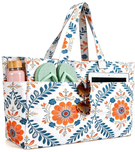Hap Tim Grand Sac de Plage XXL Femme Famille – Sac Cabas avec Fermeture Éclair et Compartiment Mouillé, Sac Étanche Imperméable Anti-Sable, Sac de Voyage pour Vacances Piscine Sport