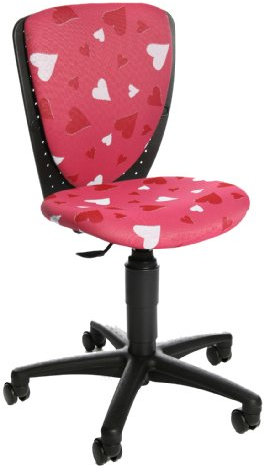 Topstar S'cool 3, Kinderdrehstuhl, Schreibtischstuhl für Kinder, Bezugsstoff pink, Motiv Herzchen, 39D x 43W x 94H cm