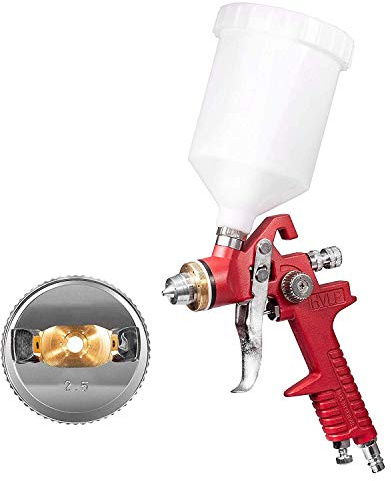 BenBow Pistola a spruzzo d'aria a gravità con tazza di flusso pistola a spruzzo per vernice HVLP pistola a compressore d'aria | molti ugelli diversi | per vernice auto | pneumatica, Ugello:2/5mm