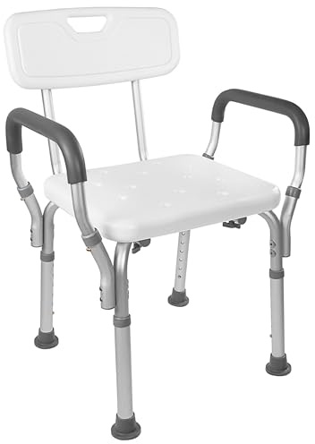 Vaunn Chaise de Douche médicale avec accoudoirs rembourrés, Dossier Amovible et Pieds réglables, sécurité et Soutien de Baignoire