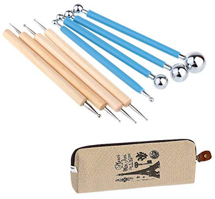 Ecjiuyi Papierblumen-Werkzeuge – 8 Stück Modelliermasse, Töpfereiwerkzeuge für Mandala-Steinmalerei, Prägemuster-Zubehör