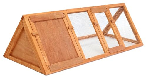 Oypla Wooden Outdoor Triangle Rabbit Guinea Pig Pet Hutch Run Cage