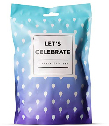 LoveBoxxx 7-teiliges Erotik Spielzeug für Paare Überraschungspaket GLÜCKWUNSCH, Erotik Set mit Vibrator, Vibrierender Penisring, Handschellen, Federkitzler, Maske, Sex Würfel und Rosenblätter