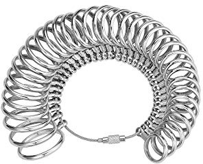 Beauty7 Baguier Calibre en Métal Mesure de Taille de Doigt Bague Anneau Outil de Dimensionnement Taille Standard Européenne 41-76 Cibler Taille De Doigts Actuelles Bagues Gabarits (1 piece baguier)