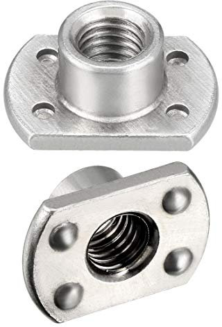 sourcing map soudez Écrous M10 x 1.25 Languette Base UNC Carbone Acier Machine Vis 4 Projection Argent 10Pcs