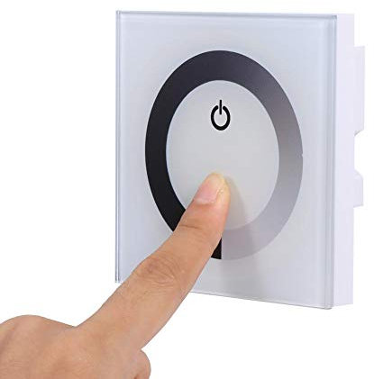 Filfeel Interruttore a Parete dimmer LED, Pannello a sfioramento Monocolore Controller Interruttore a Parete dimmer Striscia Luminosa a LED DC 12V-24V(Bianca)