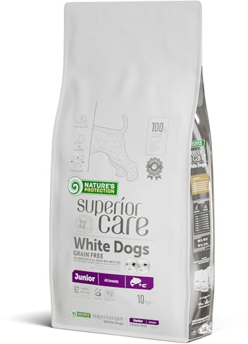 Nature's Protection Superior Care Comida para Perros Blancos Jóvenes - Pienso Hipoalergénico para Perros Sin Cereales con Salmón, Rico en Omega 3 y 6 - Antimanchas Lagrimales, 10 Kg
