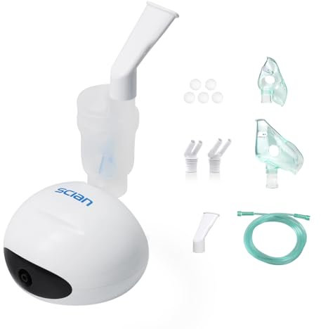 SCIAN Inhalator, Leise Inhaliergeräte für Erwachsene und Kinder, Vernebler Tragbare, mit Mundstück, Maske, Langer Schlauch und extra Zubehör, NB-218 Nebulizer