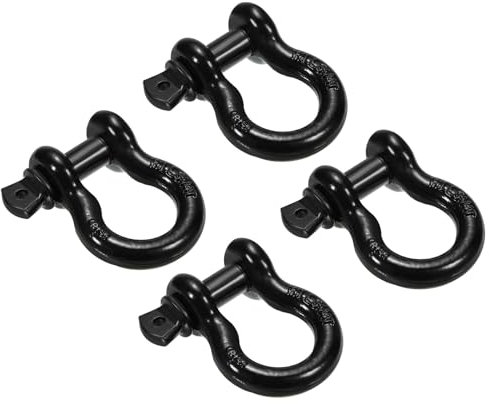 PATIKIL Schraubstift-Schäkel 5/8 x 7165 lbs, 4er Pack Karbonstahl D-Ring-Schäkel für Abschleppen und Heben, Schwarz