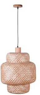 BEL AIR HOME lámpara colgante BORA GRANDE, madera, estilo bohemio, diseño natural, diámetro 30cm, altura regulable, instalación sencilla, E-27 (bombilla no incluida)