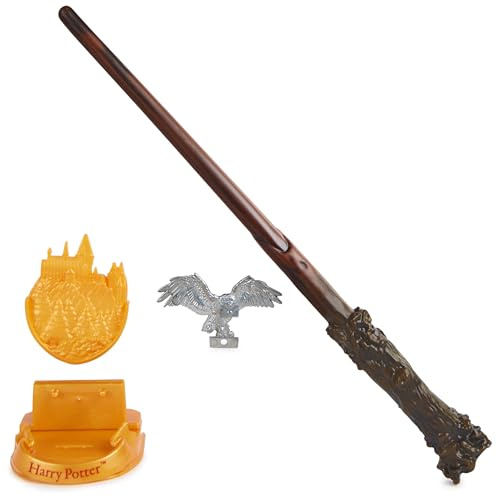 Wizarding World Harry Potter – autentisk Harry Potter-trollstav av plast med Hogwarts-hållare, ca 30,5 cm, leksak för barn från 14 år, fanartikel