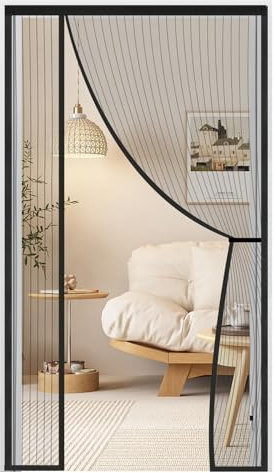 COZCLAM Fliegengitter Tür, 90x200CM Seitliche Öffnung Fliegengitter, Kein Bohren Erforderlich, Einfache Montage, Automatische Stummschaltung Schließung, Magnet Fliegengitter Für Schiebetür Balkontür