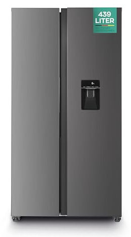 Heinrich´s Side-by-Side Kühlschrank, Kühlgefrierkombination mit 439L Mega Gesamtvolumen, NO-FROST, 151L Gefriervolumen, inkl. Wasserspender, LED Beleuchtung,Touch-Bedienung, Multi-Airflow-System,Inox