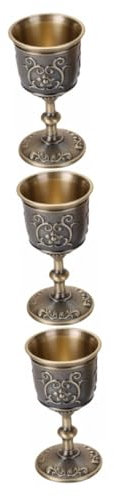 Cabilock 3 Pièces Verre à Liqueur En Métal Gobelet De Boisson Calice De Vin Rouge Coupe à Vin Pratique Coupe De Vin Rétro Verres à Vin De Fête Coupe De Vin De Bar Mini Tasse De Zinc