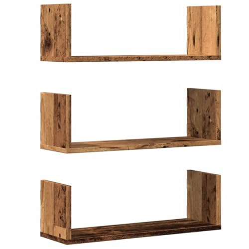 vidaXL Estantes de Pared 3 uds Madera ingeniería Envejecida 58x18x18cm, Estante Flotante, Estante Flotante de Pared, Estante de exhibición de Pared
