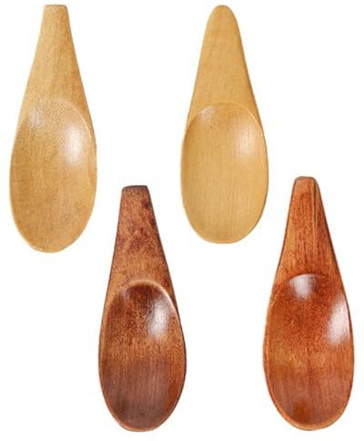 TPZORJX 4Pcs mini cucchiai in legno, 7 cm, piccoli cucchiai in legno, piccoli cucchiai di sale in legno, Cucchiaio Piccolo in Legno per Spezie, Gelato, Condimenti, Tè, Zucchero, Latte e Torta