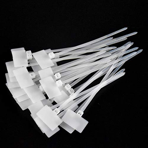 200 Pièces Serre-câbles Plastique, Attaches de Câbles Auto-Verrouillables Blanches, Organisation de Câbles de Bureau, Liants de Marqueur de Câbles étiquetés pour le Bureau, Famille, Voiture, Jardin