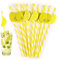 Lot de 20 pailles en papier, décoratives, au citron, jetables, biodégradables, en papier naturel, pour Noël, fêtes, mariages, cocktails