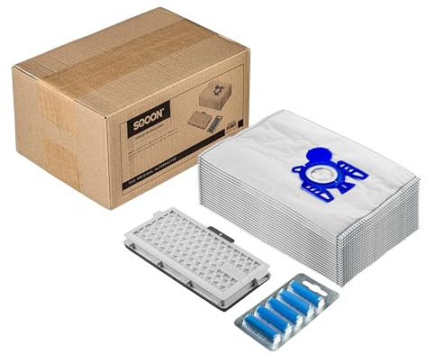 SQOON® Staubsaugerbeutel + HEPA-Filter 22 Stücke geeignet für Miele Miele Complete C2, Complete C3, Compact C1 und Compact C2, S4 Serie - HEPA Modell SF-HA 50, 9917730