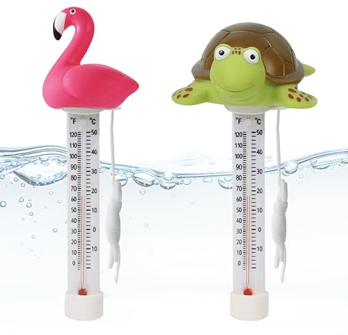 AUNGCSH 2 Stück Termómetro Piscina, Dibujos Animados Termómetro Piscina Flotante, Apto para Piscinas Interiores y Exteriores, Acuarios y Peceras (Verde)