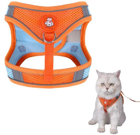 Arnes y Correa Gato,Arnes para Gatos Ajustable con Tiras Reflectantes para Gatos Medianos y Mascotas de Paseo, Arnés Gato Antiescape a Prueba de Escapes Apto para Gatos de 2-4kg Cat Harness and Lead S