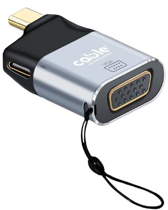 Adaptador USB C hembra a VGA 1080P @ 60Hz + puerto USB C hembra 65 W PD 3.0 | Convertidor VGA de aluminio compatible con Thunderbolt 3/4, iPhone, MacBook, iPad, Samsung