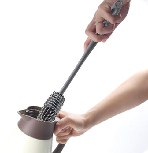Spazzola per la pulizia della bottiglia in silicone, manico lungo spazzola per la pulizia della spugna in silicone, bottiglia di tazza di lavaggio strumenti di pulizia della cucina per la