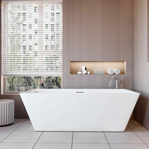 AICA Bañera exenta de acrílico rectangular - 1700x800x580mm - color blanco - incluye manguera + desagüe