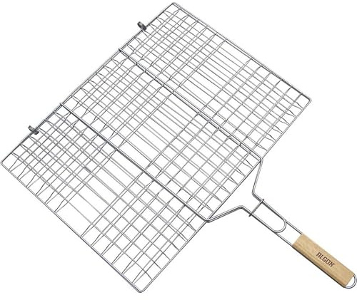 ALGON Parrilla BBQ CR-Wood 50x38cm sin Patas, Rejilla Barbacoa de Carbón Portátil, Accesorio para Grill y Barbacoas sin Humo, Ideal para BBQ y Barbacoa de Leña