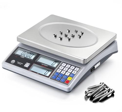 Bonvoisin Industrielle Zählwaage 30kg x 1g, Einheiten: g, lbs, kg, RS232-Datenexport, Gewichts-/Mengenalarme, LCD-Display & Edelstahl-Plattform 304, für Münzen, Teile, Schmuck