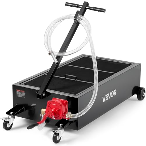 VEVOR Vaschetta di Scarico dell'Olio, capacità 94,6 L, Vaschetta di Raccolta Olio Mobile con Pompa Manuale, Tubo 2,2 m e Maniglia Pieghevole, Prova di Perdite e Resistente alla Corrosione