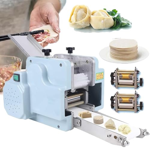LISTaRSw Máquina Eléctrica para Hacer Masa Albóndigas con 1/2/3Molde, Máquina para Envolver Wonton 8 * 8Cm+Máquina Eléctrica para Hacer Pasta 3Mm+Máquina para Envolver Albóndigas 8Cm 2-Mold