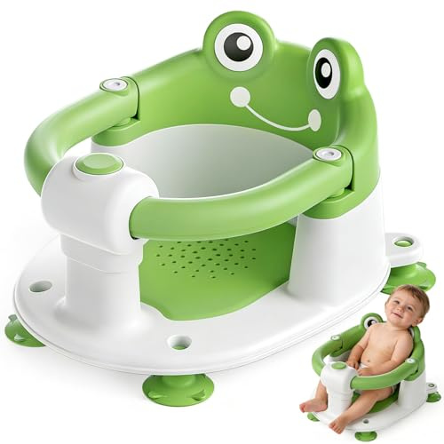 ITMNMNL Siege Bain Bebe,SièGe de Bain pour BéBé,Siège de Bain Bébé,Anneau de Bain Bebe,Siège de Bain avec 4 Ventouses et Coussin,Chaise de Bain Portable et Sûre pour la Douche ou le Bain - Vert