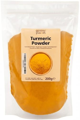 Grocer Planet - Cúrcuma en Polvo (200g) | Puro y Natural | Secado y Molido Suavemente