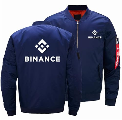 WDOZHGF Baseballjacka för män med stående krage klassisk Binance Pilotstil (BNB) sportiga fritidskläder långärmad, Färg: blå, XXL