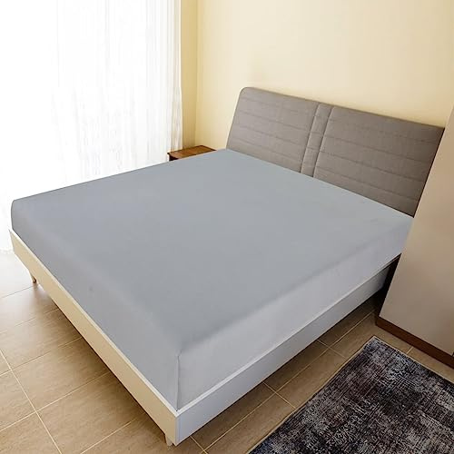 Lenzuola Con Angoli in Cotone Jersey, Morbide e Traspiranti per Comfort Notturno, biancheria da letto, lenzuolo con angoli, Adatte per Camera da Letto, Grigio, Set 2 Pezzi 90x200 cm