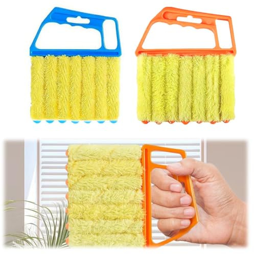 Garegce 2 limpiadores de persianas, herramienta de limpieza de persianas venecianas con mango ergonómico para ventanas y aire acondicionado, persianas de ventilación de coche, polvo, suciedad, cuidado